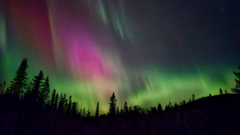Das Bild zeigt Polarlichter über Norwegen.